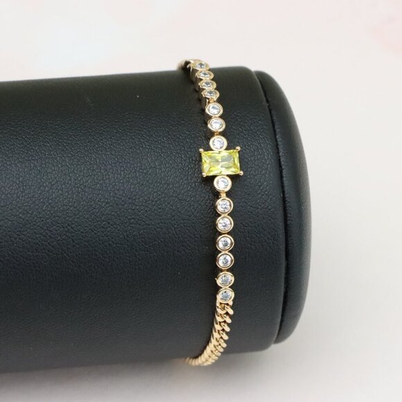 "Delicate Yellow Stone & Crystal Rose Gold Bracelet, XPBL0765 - Picture 5 of 10